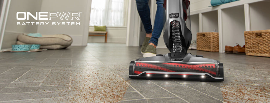 Close up of evolve pet elite showcasing its led lights making cleaning dust and debris easier