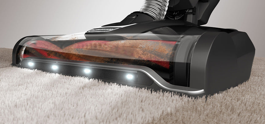 Evolve pet elite close up image of led lights making vacuuming easier